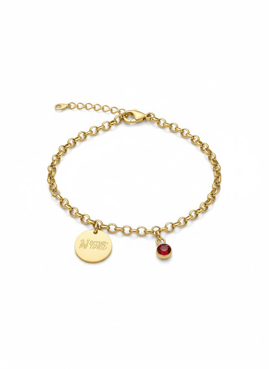 Bracelet 700 round plate with a beautiful baguette stone