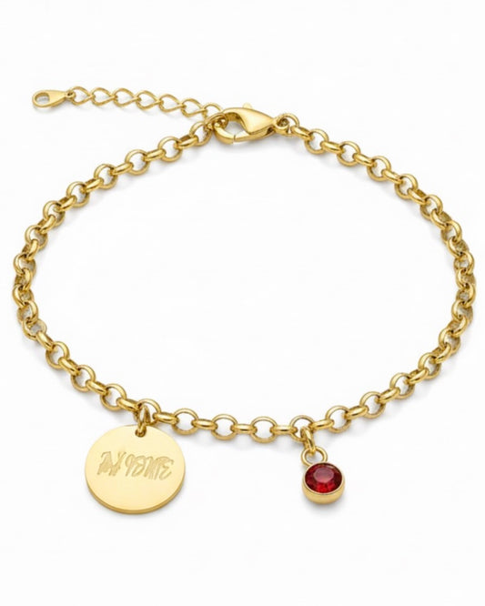 Bracelet 700 round plate with a beautiful baguette stone
